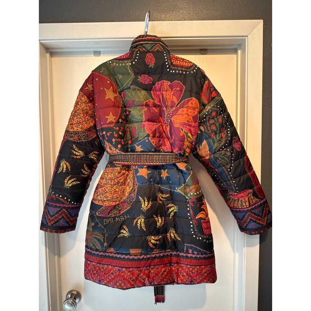 Farm Rio Crazy Mix Reversible Jaguar Floral Puffer Jacket M EUC - Picture 5 of 10